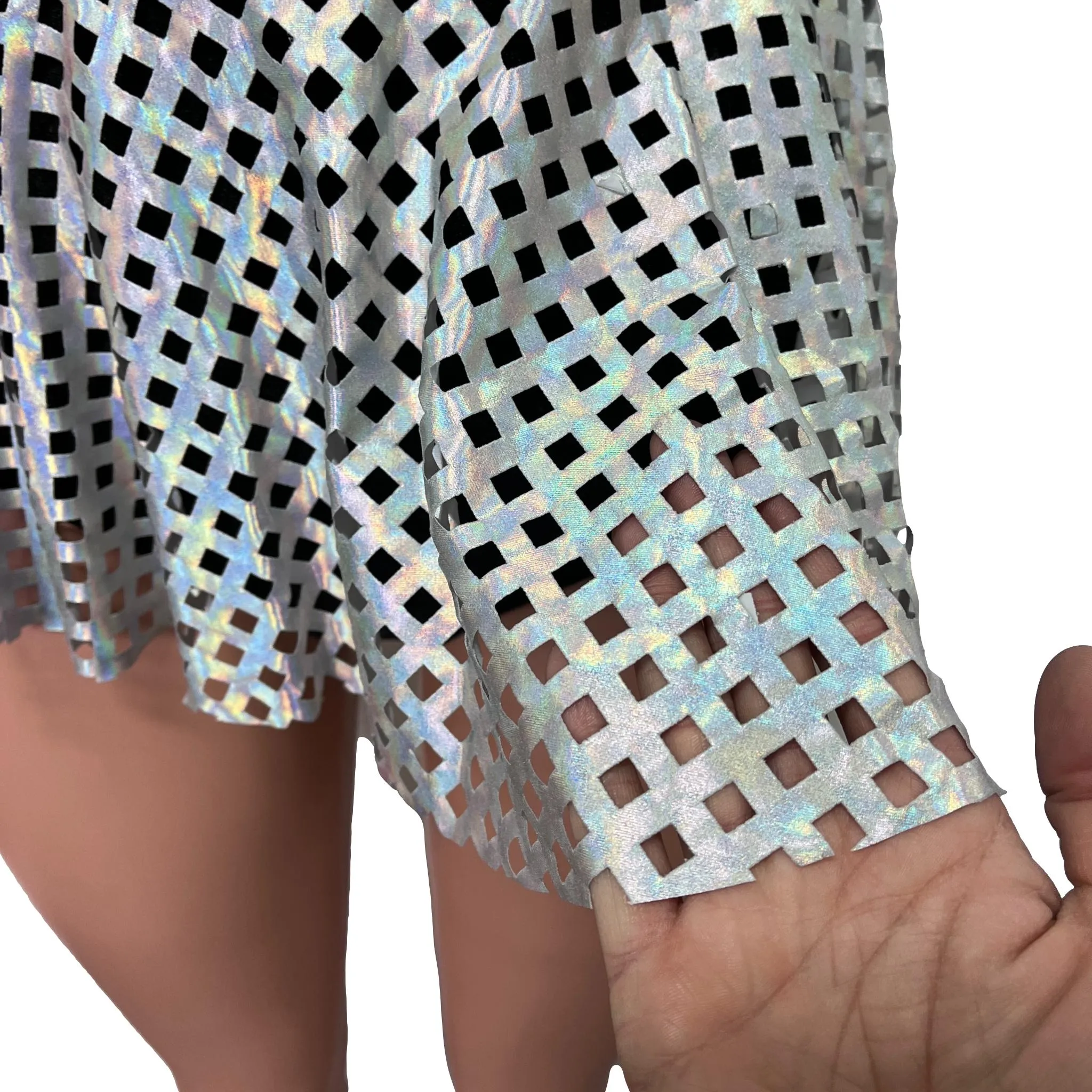 10" Skater Skirt - Opal Diamond Cutout Holographic Iridescent