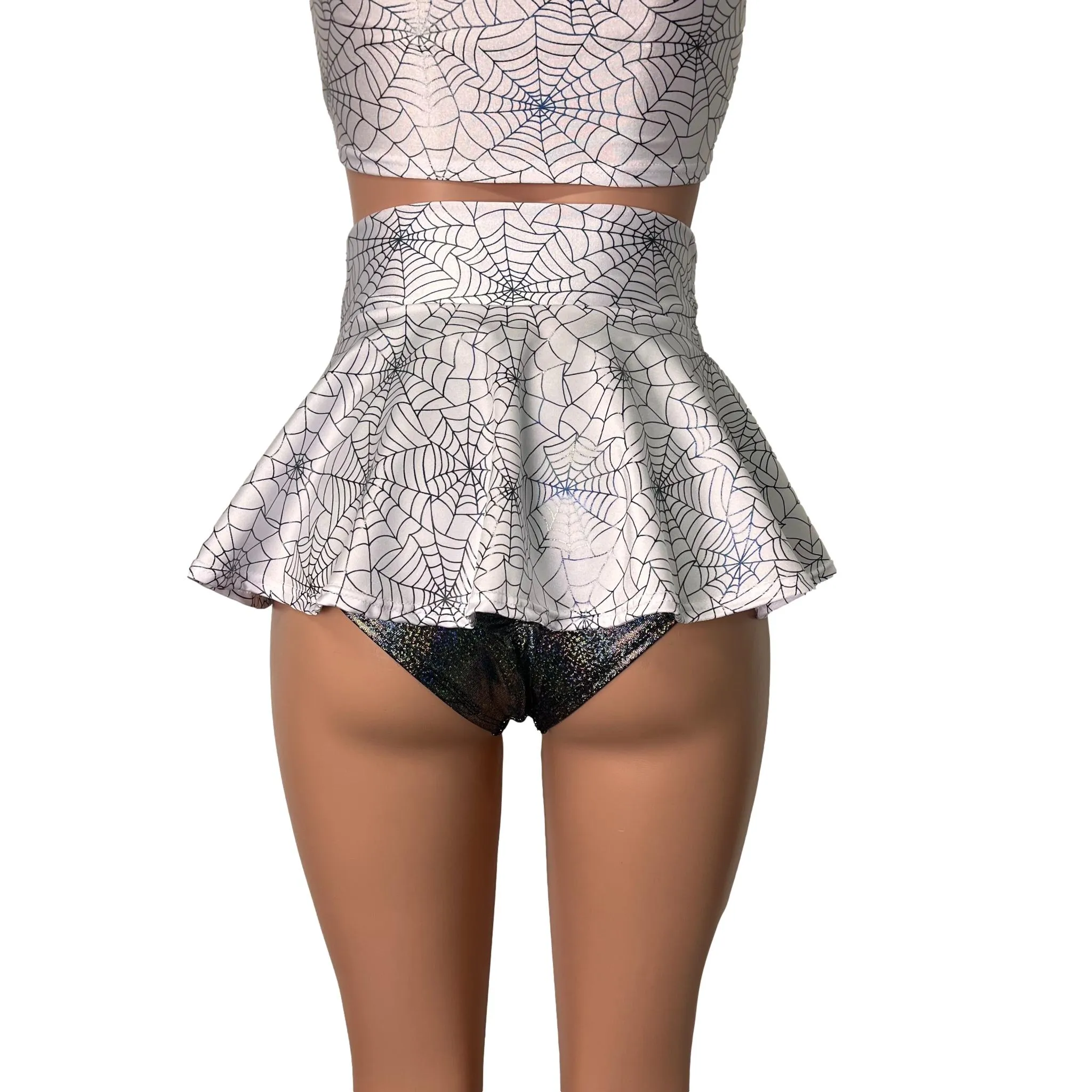 10" Super Mini Spider Web High Waisted Skater Skirt