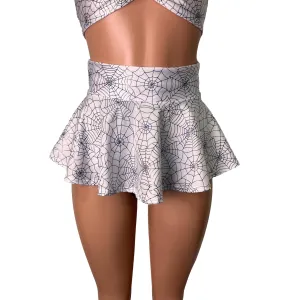 10" Super Mini Spider Web High Waisted Skater Skirt