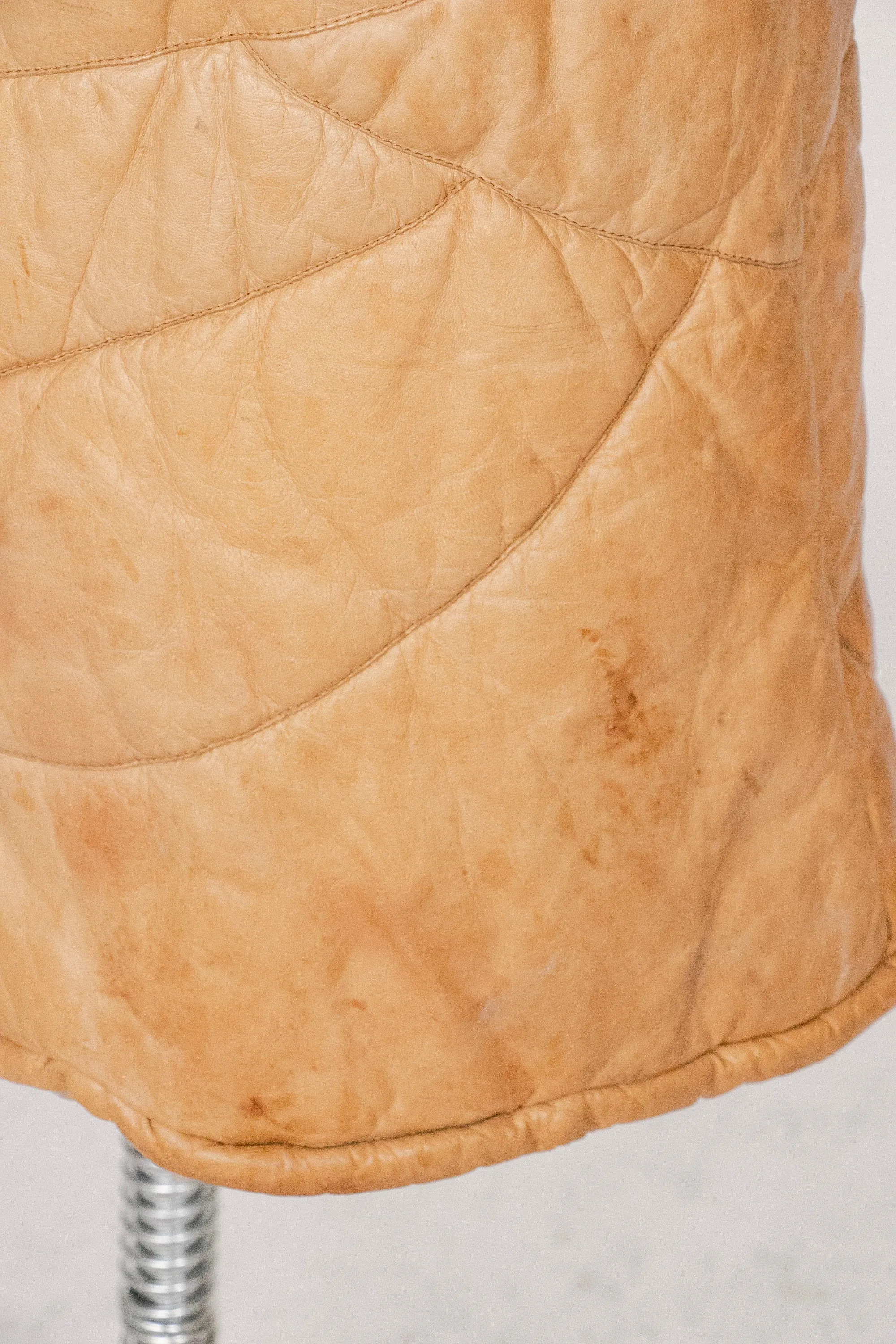 1970s Coat Deerskin Quilted Leather Finnish Jacket Hooded XS