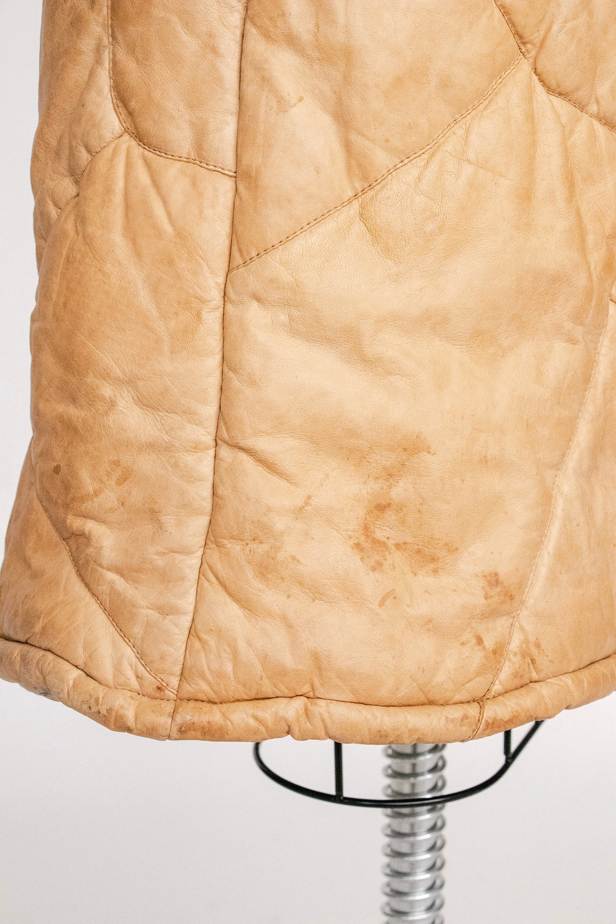 1970s Coat Deerskin Quilted Leather Finnish Jacket Hooded XS