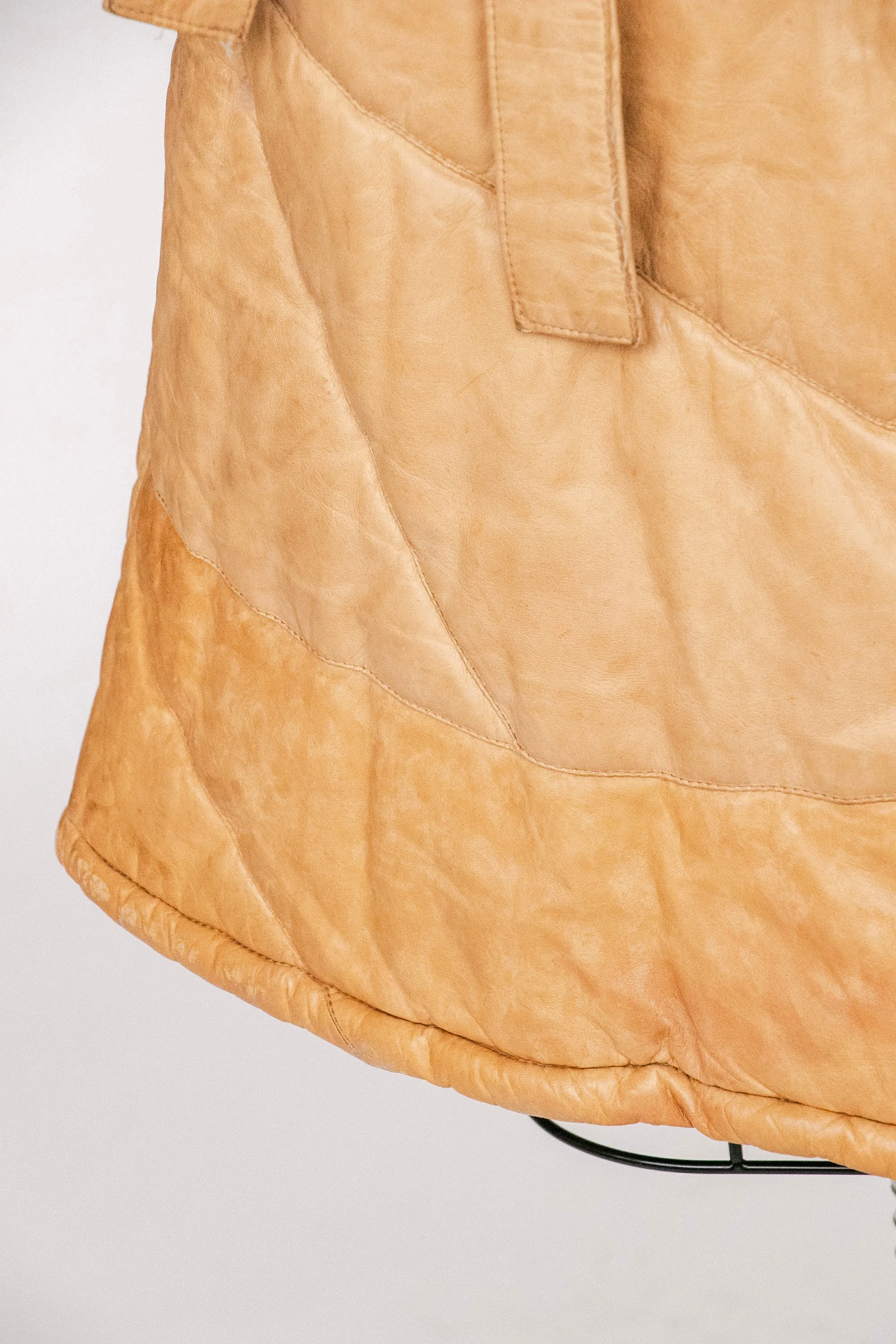 1970s Coat Deerskin Quilted Leather Finnish Jacket Hooded XS