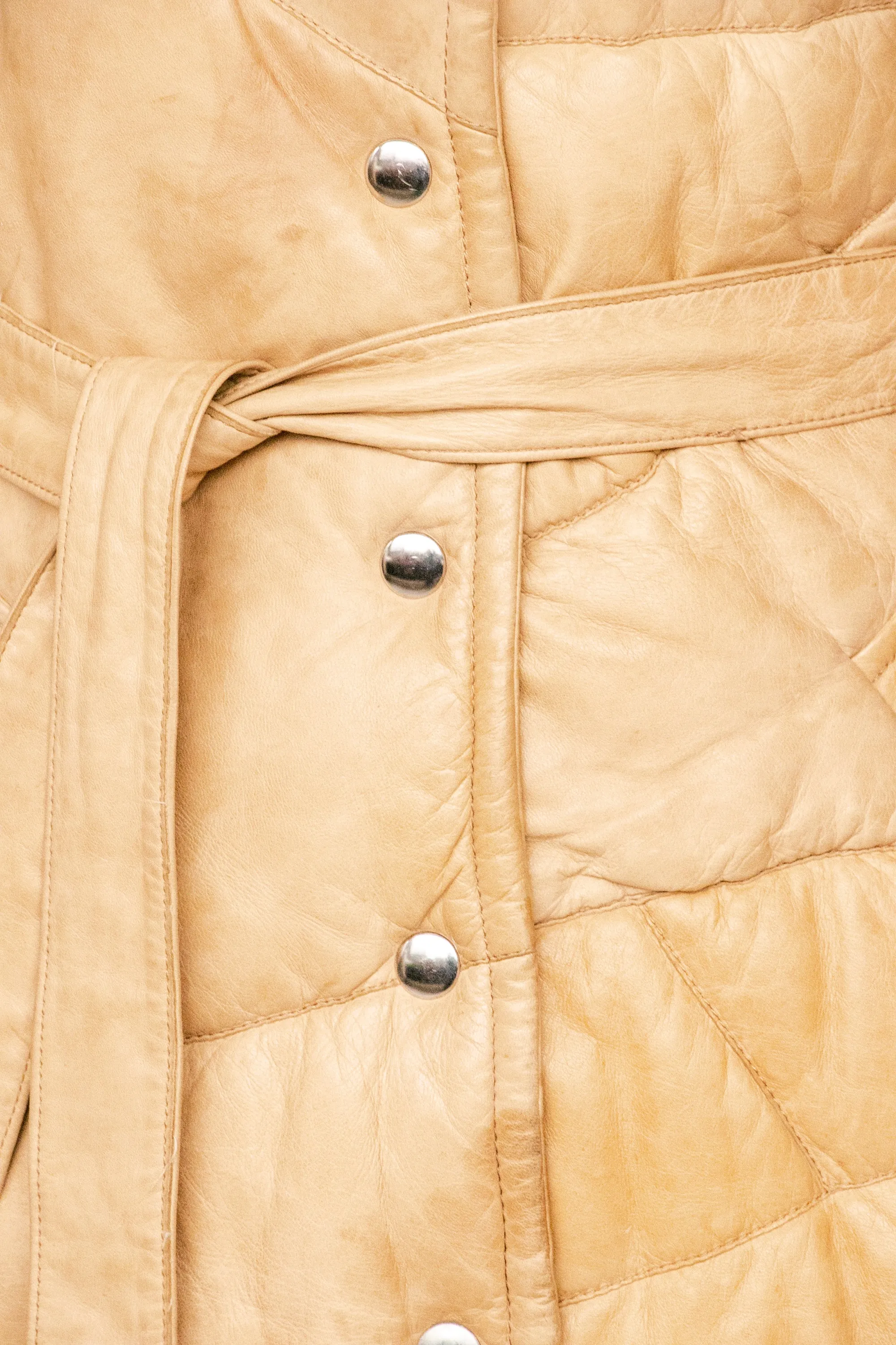 1970s Coat Deerskin Quilted Leather Finnish Jacket Hooded XS