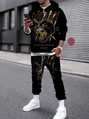 3D Hoodies Set Hooded Graphic Animal Print Casual Daily 3D Print Streetwear Casual Big and Tall Clothing Apparel Hoodies Sweatshirts Long Sleeve Purple Yellow