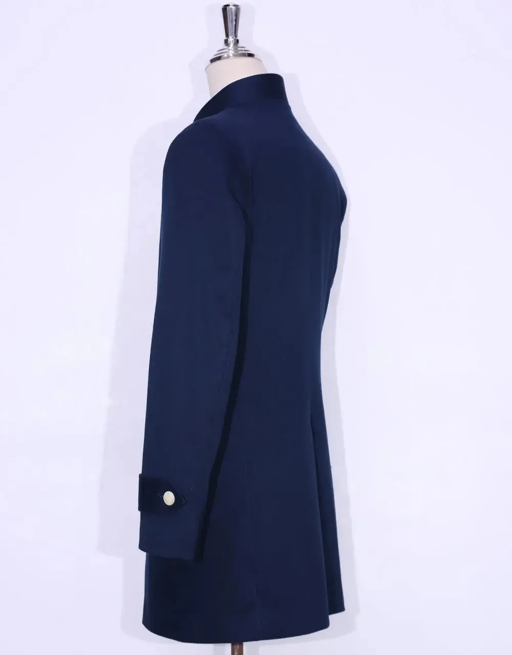 60s Style Navy Blue Funnel Neck Coat