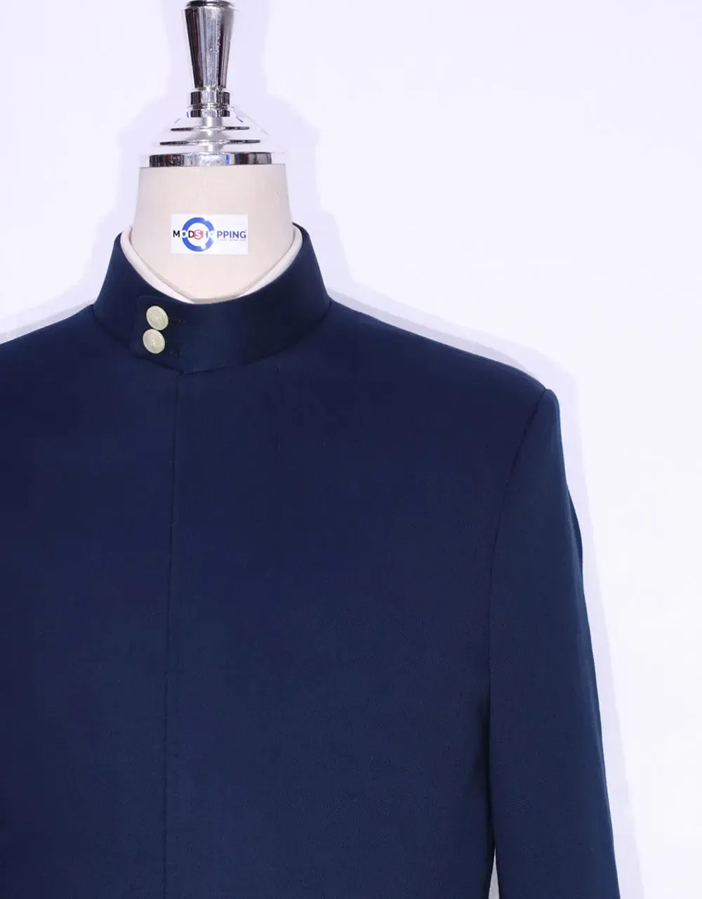 60s Style Navy Blue Funnel Neck Coat