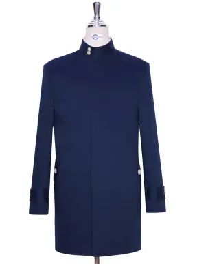 60s Style Navy Blue Funnel Neck Coat