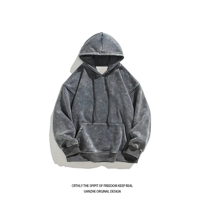 Aidase 2024 Spring Autumn Men Hoodies Fashion Hip Hop Hooded Oversized Sweatshirt Solid Casual Streetwear Loose Hoody Sweatshirts M-5XL