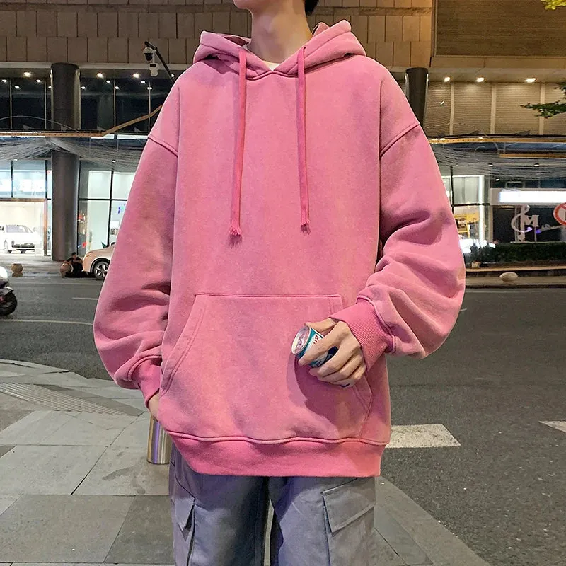 Aidase 2024 Spring Autumn Men Hoodies Fashion Hip Hop Hooded Oversized Sweatshirt Solid Casual Streetwear Loose Hoody Sweatshirts M-5XL