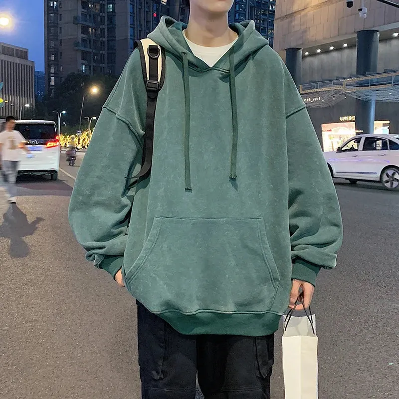 Aidase 2024 Spring Autumn Men Hoodies Fashion Hip Hop Hooded Oversized Sweatshirt Solid Casual Streetwear Loose Hoody Sweatshirts M-5XL
