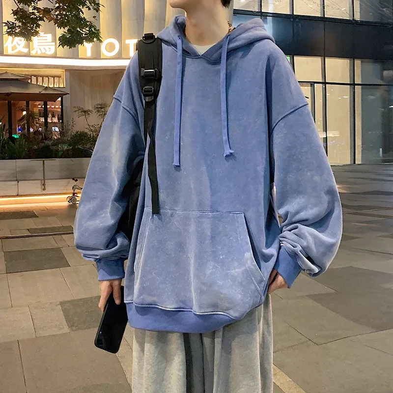 Aidase 2024 Spring Autumn Men Hoodies Fashion Hip Hop Hooded Oversized Sweatshirt Solid Casual Streetwear Loose Hoody Sweatshirts M-5XL