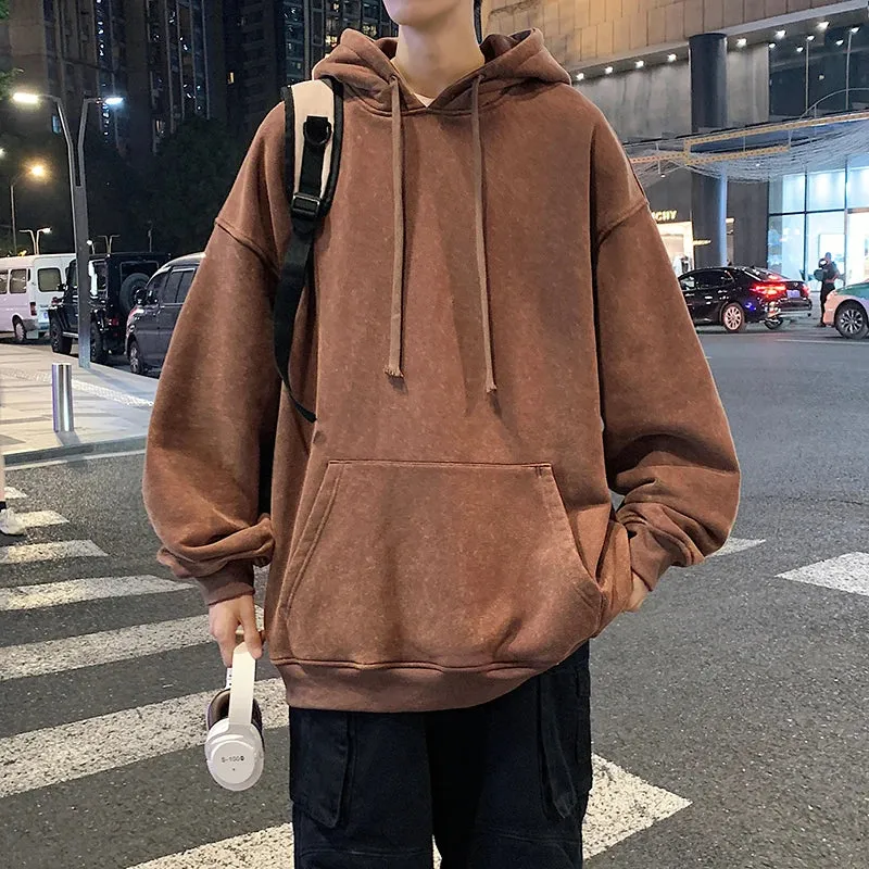 Aidase 2024 Spring Autumn Men Hoodies Fashion Hip Hop Hooded Oversized Sweatshirt Solid Casual Streetwear Loose Hoody Sweatshirts M-5XL