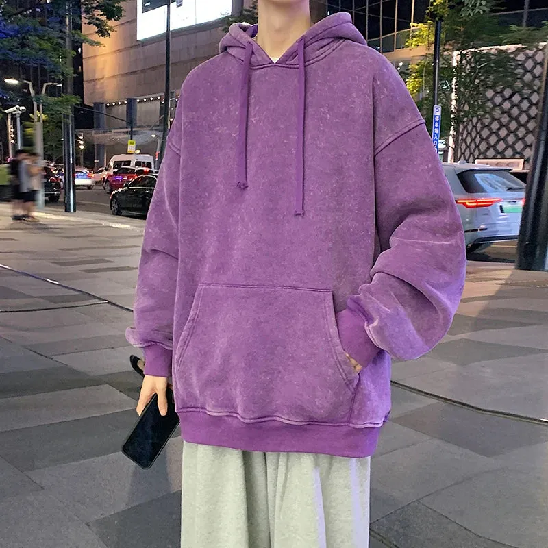 Aidase 2024 Spring Autumn Men Hoodies Fashion Hip Hop Hooded Oversized Sweatshirt Solid Casual Streetwear Loose Hoody Sweatshirts M-5XL