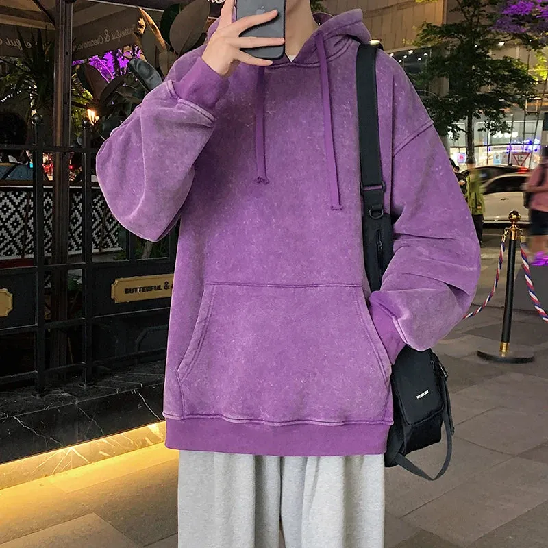 Aidase 2024 Spring Autumn Men Hoodies Fashion Hip Hop Hooded Oversized Sweatshirt Solid Casual Streetwear Loose Hoody Sweatshirts M-5XL