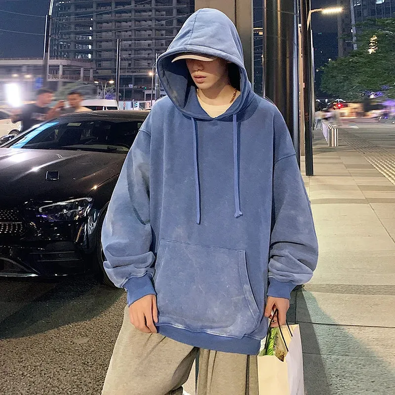 Aidase 2024 Spring Autumn Men Hoodies Fashion Hip Hop Hooded Oversized Sweatshirt Solid Casual Streetwear Loose Hoody Sweatshirts M-5XL