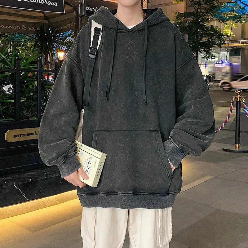 Aidase 2024 Spring Autumn Men Hoodies Fashion Hip Hop Hooded Oversized Sweatshirt Solid Casual Streetwear Loose Hoody Sweatshirts M-5XL