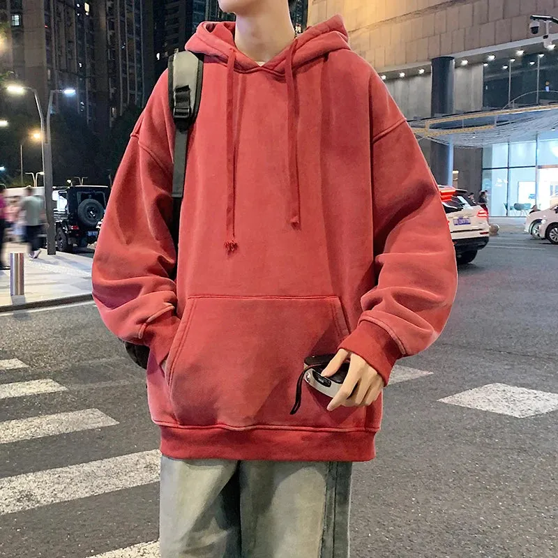 Aidase 2024 Spring Autumn Men Hoodies Fashion Hip Hop Hooded Oversized Sweatshirt Solid Casual Streetwear Loose Hoody Sweatshirts M-5XL