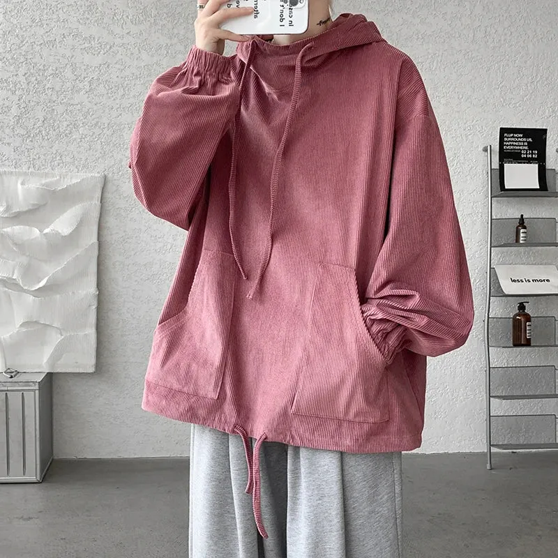 Aidase Men's Hoodies Korean Fashion Harajuku Oversized Pullover Hip Hop Long Sleeve Hooded Sweatshirts Streetwear Woman Pink Black Top