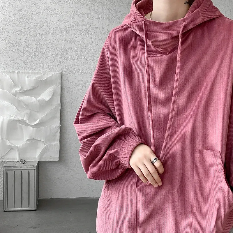 Aidase Men's Hoodies Korean Fashion Harajuku Oversized Pullover Hip Hop Long Sleeve Hooded Sweatshirts Streetwear Woman Pink Black Top