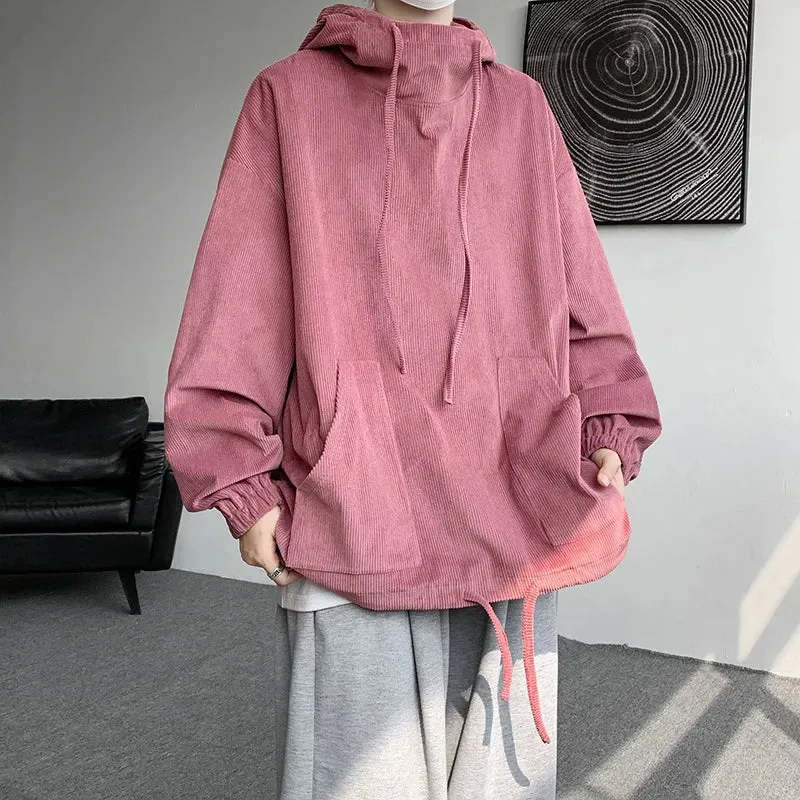Aidase Men's Hoodies Korean Fashion Harajuku Oversized Pullover Hip Hop Long Sleeve Hooded Sweatshirts Streetwear Woman Pink Black Top