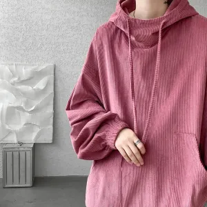 Aidase Men's Hoodies Korean Fashion Harajuku Oversized Pullover Hip Hop Long Sleeve Hooded Sweatshirts Streetwear Woman Pink Black Top