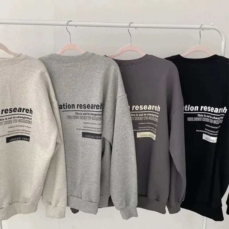 Aiertu 2024 Spring Autumn Women Sweatshirts Long Sleeve Oversized Hoodies Casual Letter Print Loose Pullovers Tops Harajuku Streetwear
