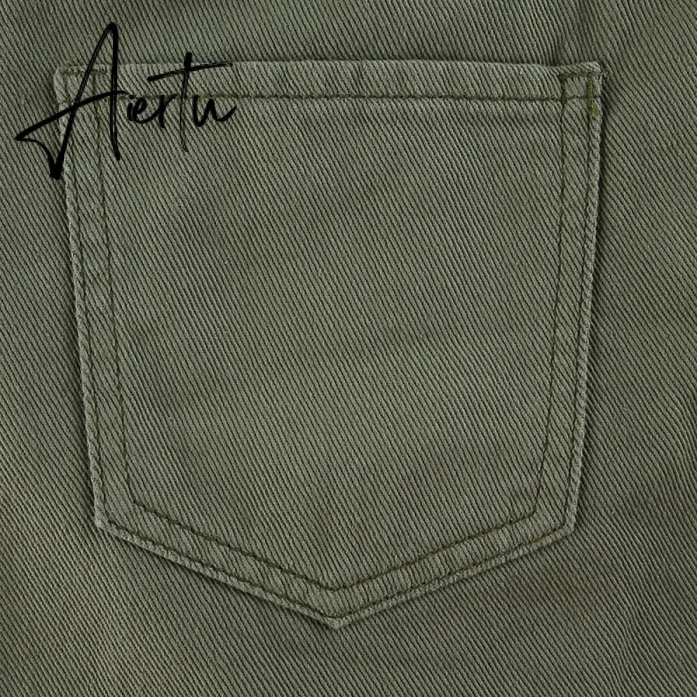 Aiertu  Y2K Grey Green Jeans Skirts Pockets Bandage Low Waisted Denim Mini Skirts Retro Zip Cute Pencil Skirts Women Korean