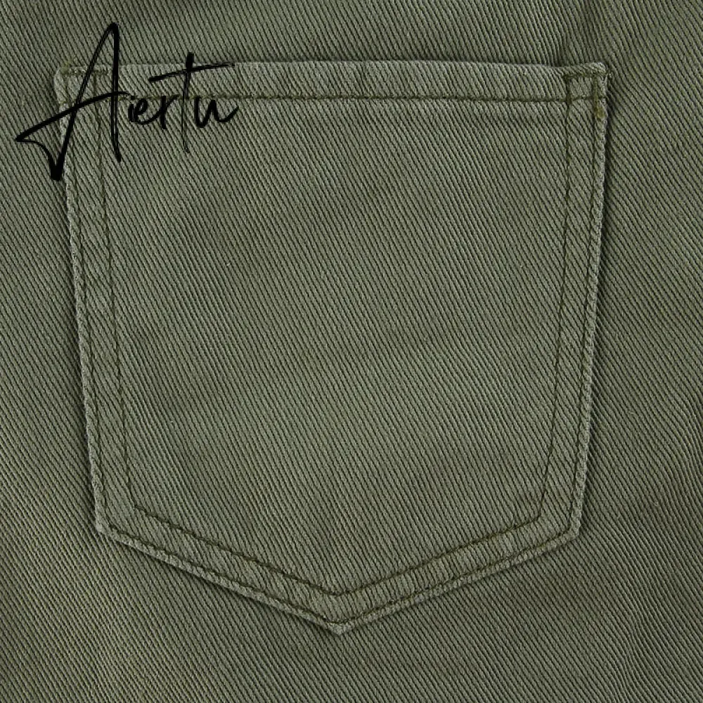 Aiertu  Y2K Grey Green Jeans Skirts Pockets Bandage Low Waisted Denim Mini Skirts Retro Zip Cute Pencil Skirts Women Korean