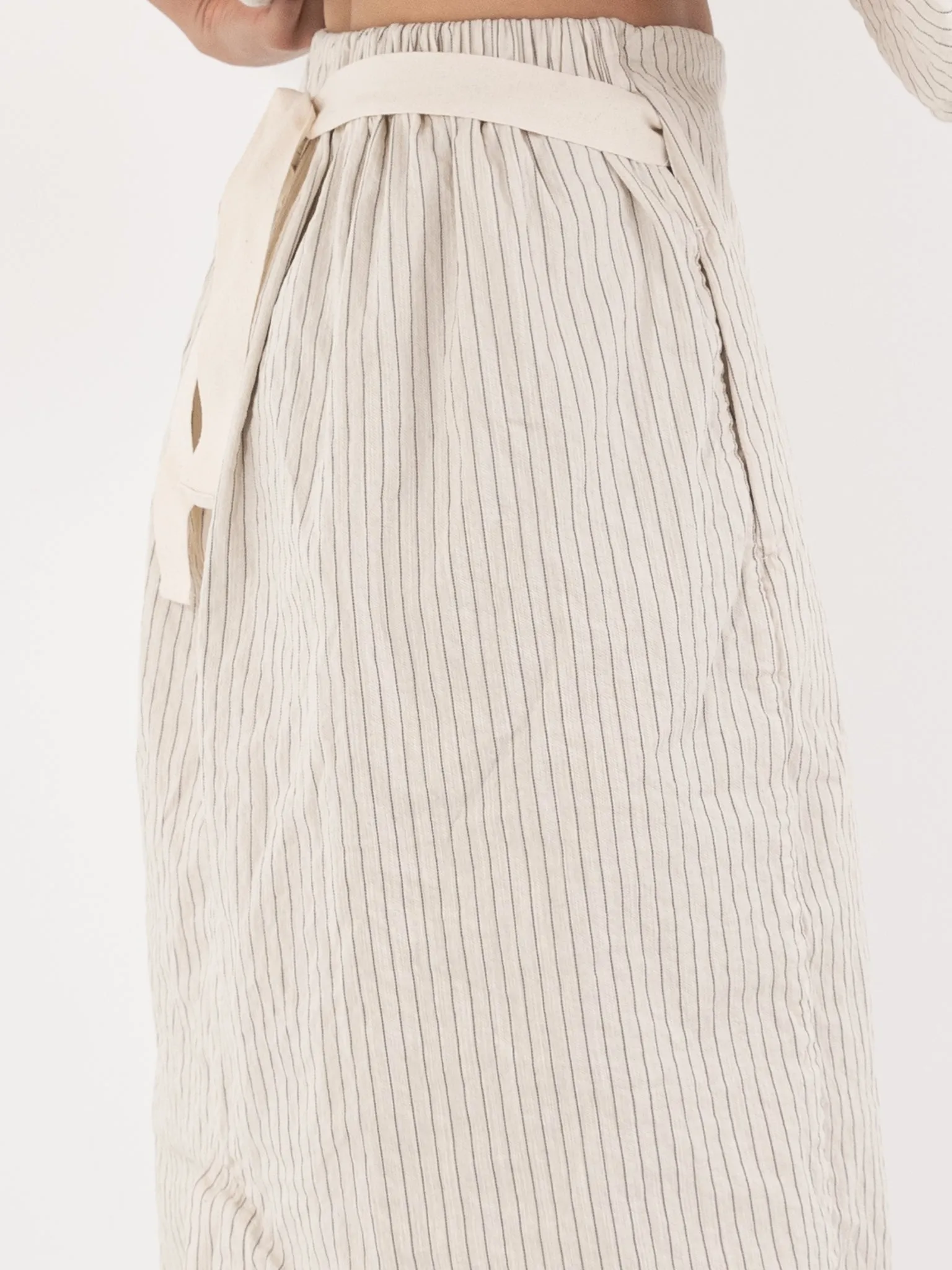 Album Di Famiglia Wrap Skirt, Natural Pinstripe