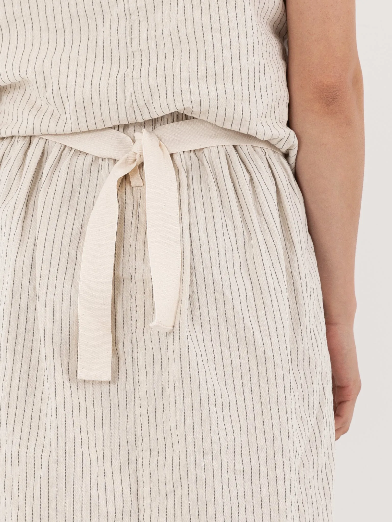 Album Di Famiglia Wrap Skirt, Natural Pinstripe