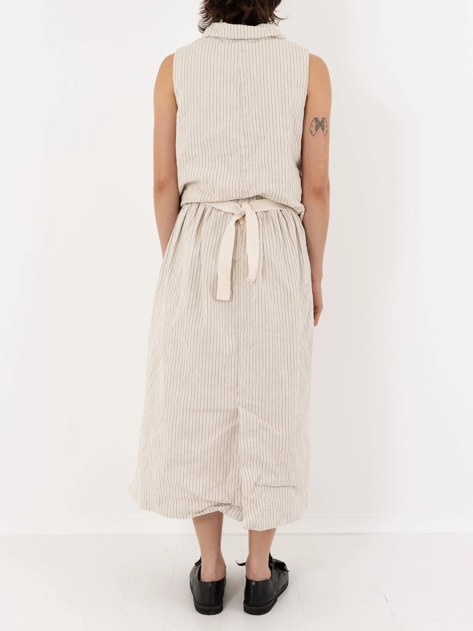 Album Di Famiglia Wrap Skirt, Natural Pinstripe