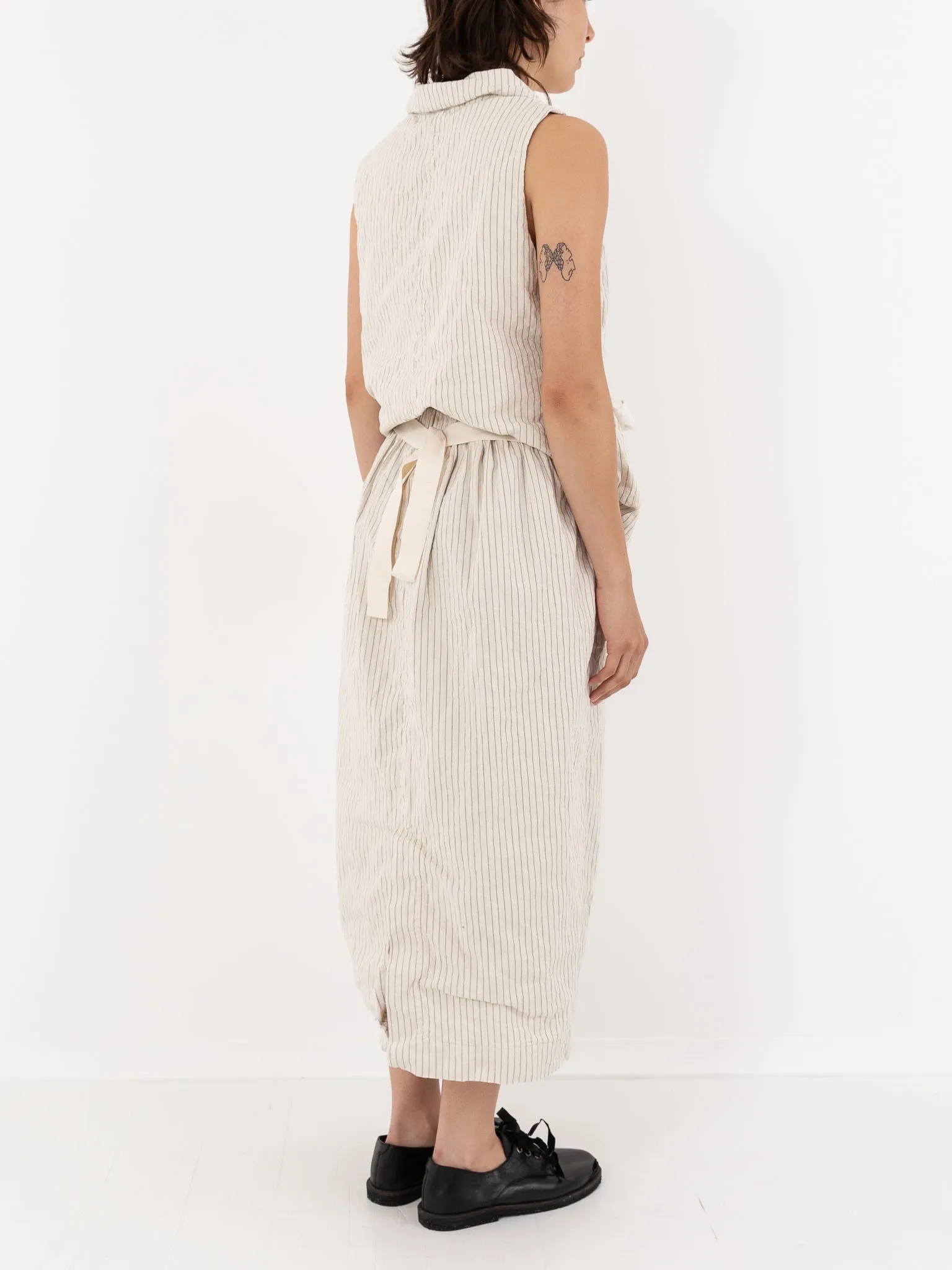 Album Di Famiglia Wrap Skirt, Natural Pinstripe