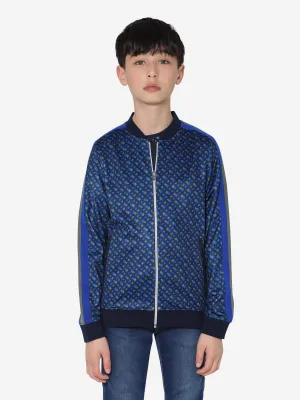 BOSS Boys Monogram Zip Up Sweatshirt In Navy