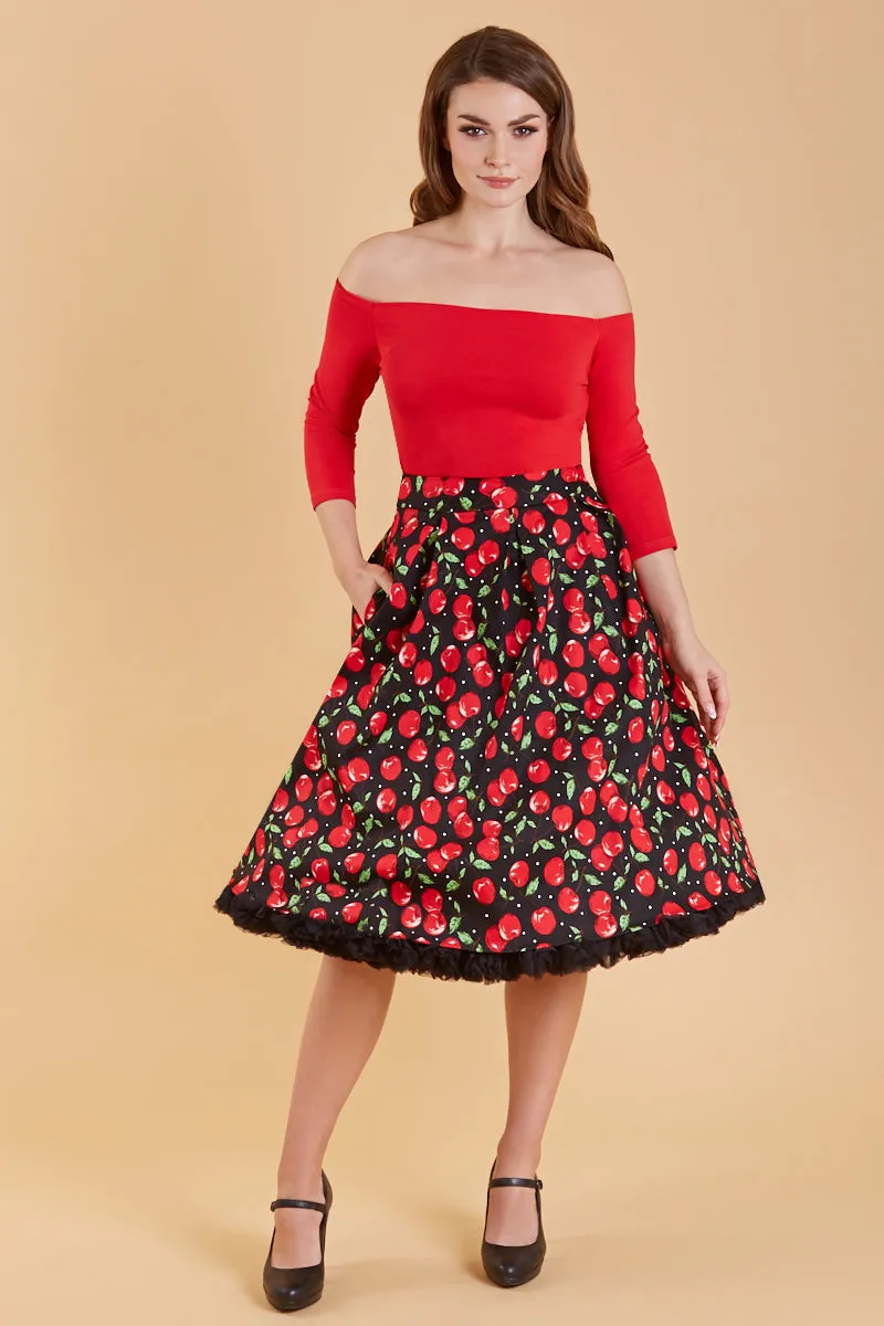 Carolyn Retro Cherry Swing Skirt