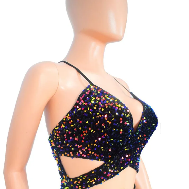 Chic Cut-Out Sequins Mini Dress