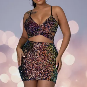Chic Cut-Out Sequins Mini Dress
