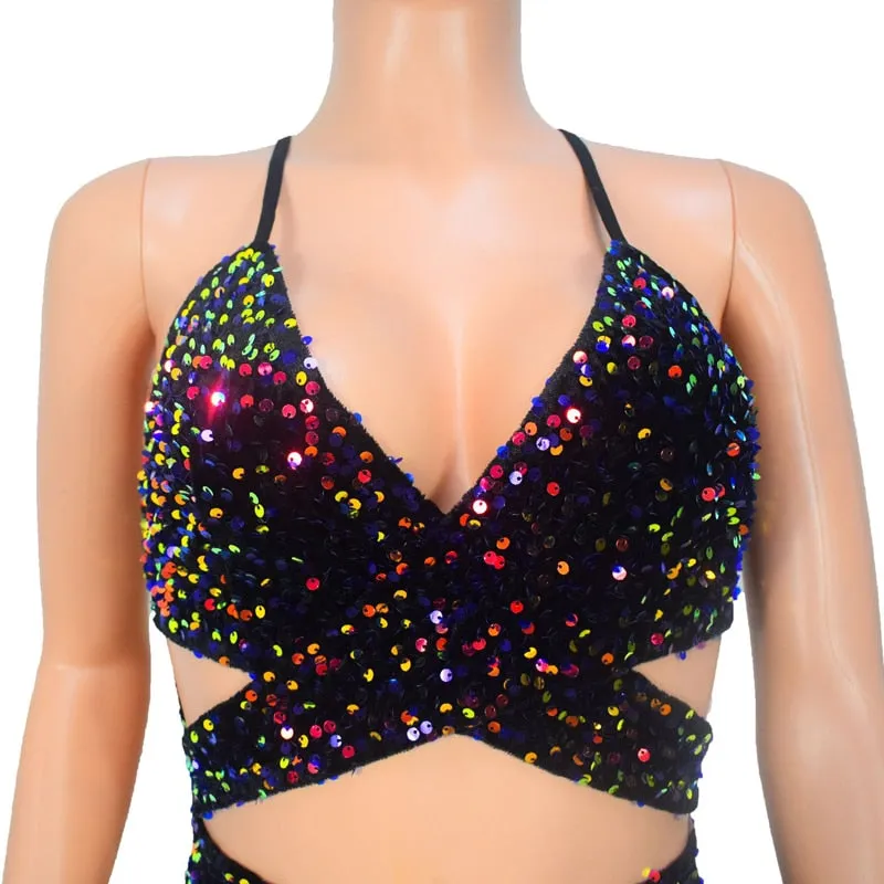 Chic Cut-Out Sequins Mini Dress