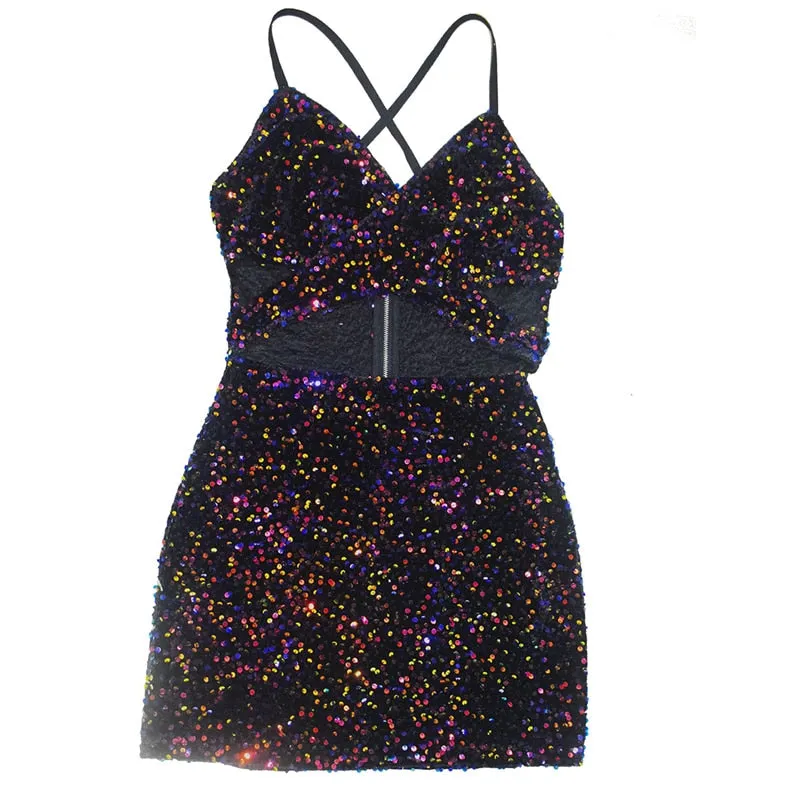 Chic Cut-Out Sequins Mini Dress