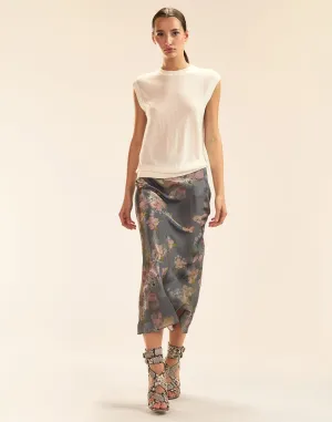 Claude Silk Lamé Skirt