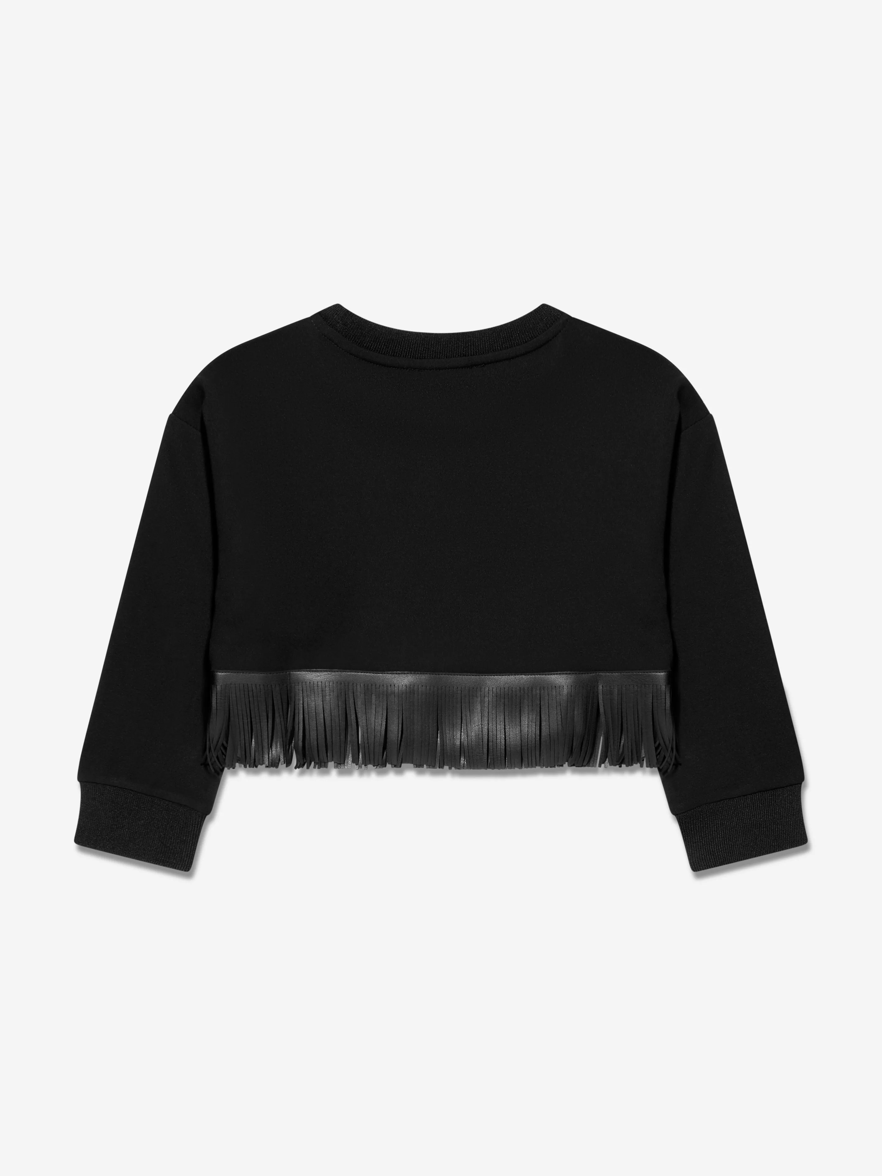 DKNY Girls Fringed Milano Sweatshirt in Black