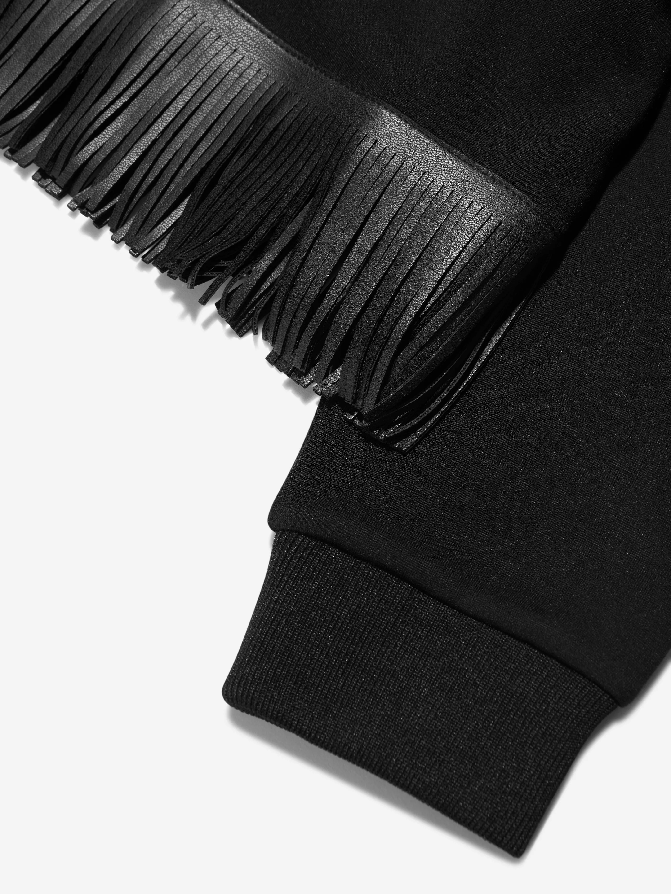 DKNY Girls Fringed Milano Sweatshirt in Black