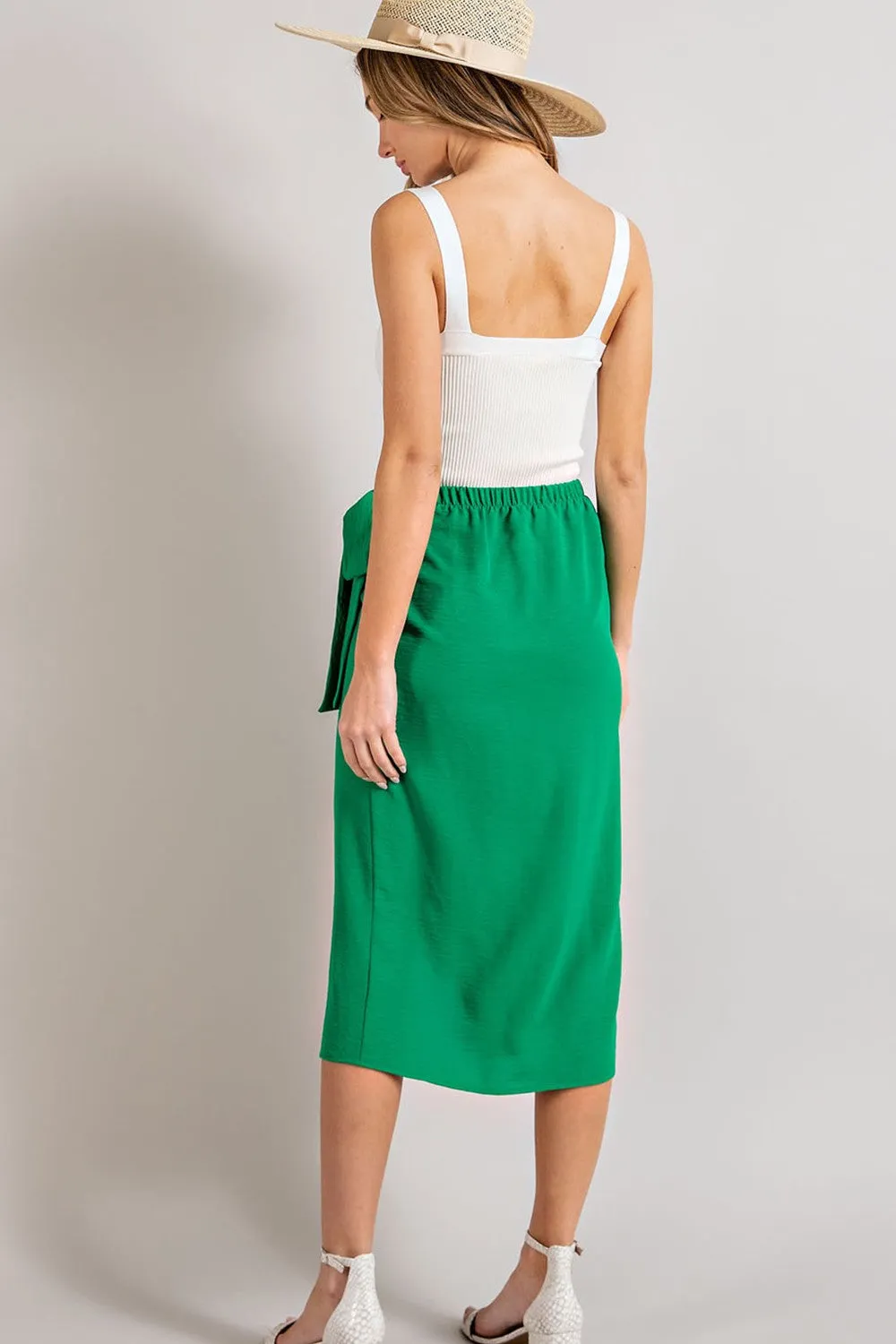 Eesome Green Tie Waist Wrap Skirt