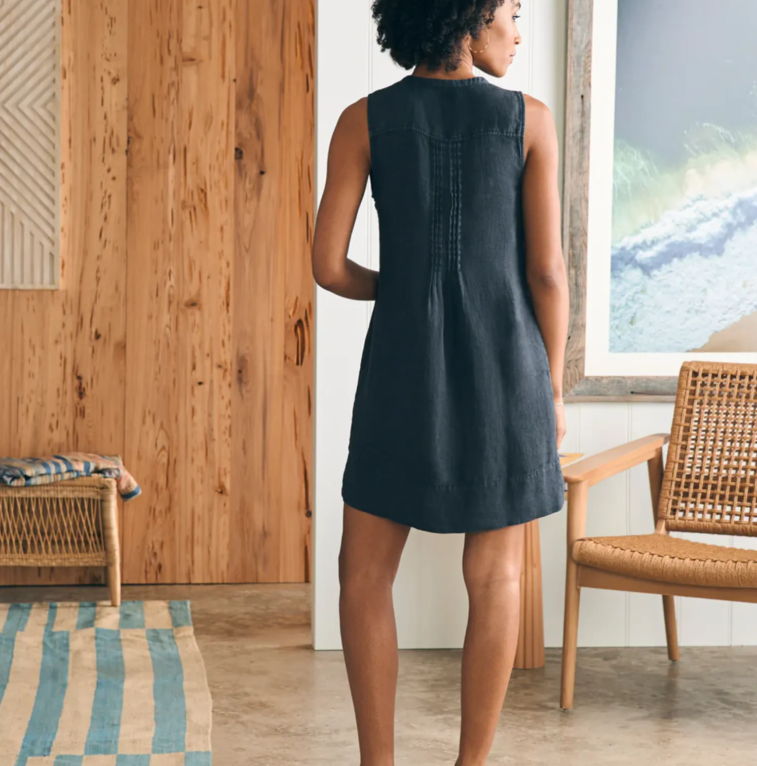 Faherty Women's Isha Dress Washed Black