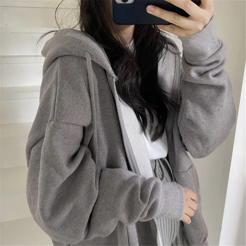 Fashionkova  Letter Embroidery Hoodies Sweatshirts Women's Casual Zip-Up Punk Goth Streetwear Jackets Female Retro Hooded Sweatshirt Clothing