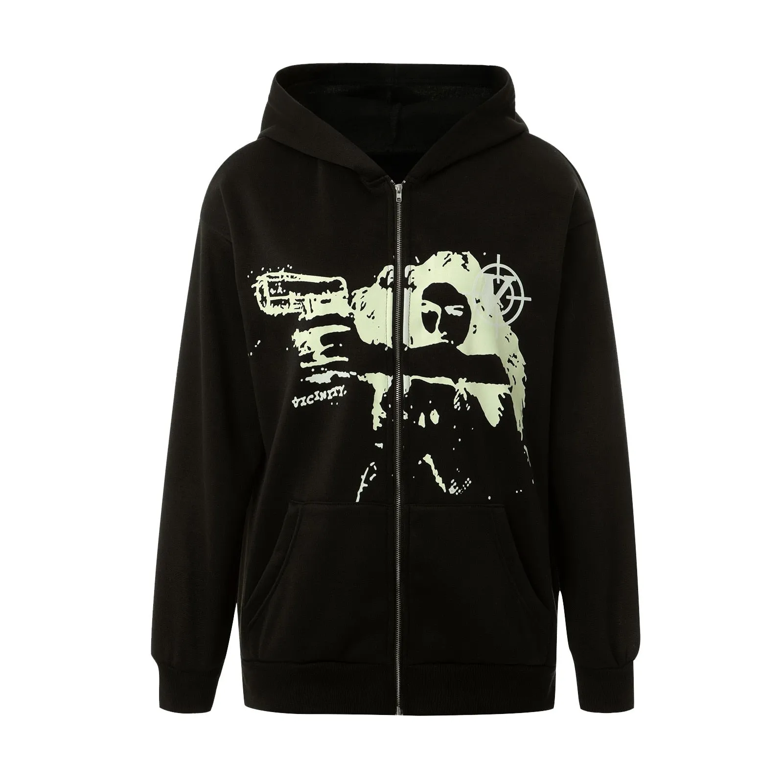Fashionkova  Women's Gothic Anime Printed Hoodies Sweatshirts Vintage Long Sleeve Zip-Up Y2K Streetwear Men Casual Hooded Sweatshirts Clothes