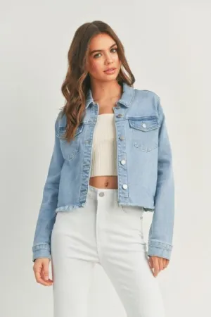 Fitted Fray Denim Jacket