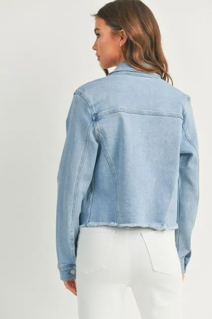 Fitted Fray Denim Jacket