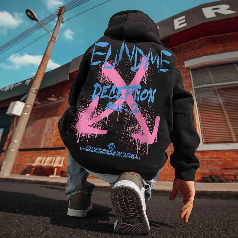 Flytonn-90s streetwear -Autumn Hip Hop Arrow Graffiti Letter Hoodies Men's Kawaii Oversized Hoody Harajuku Fashion Casual y2k Sweatshirts Streetwear