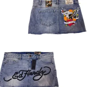 Flytonn-Gothic hip-hop letter print retro blue denim baggy skirt for women 2024 summer Hotsweet new fashion casual slim mini y2k skirts