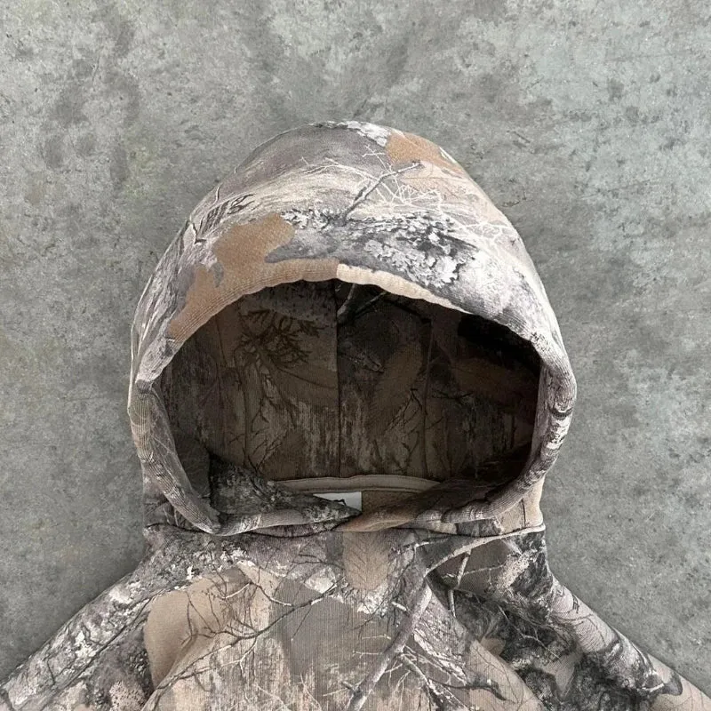 Flytonn-Men Fall Outfits Outwear Streetwear y2k 90s Fashion Y2K Retro Hoodie Men Printed Camouflage Pattern Pullover Sweatshirts High Street Hip Hop Streetwear Oversized Unisex Camo Hoodie